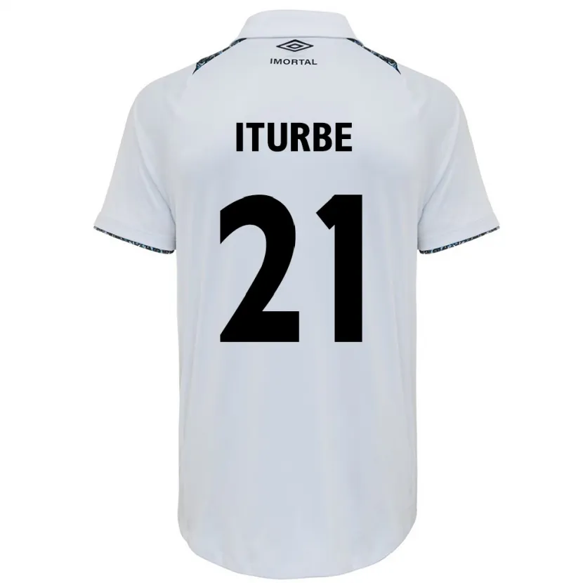 Danxen Enfant Maillot Juan Iturbe #21 Blanc Bleu Tenues Extérieur 2024/25 T-Shirt