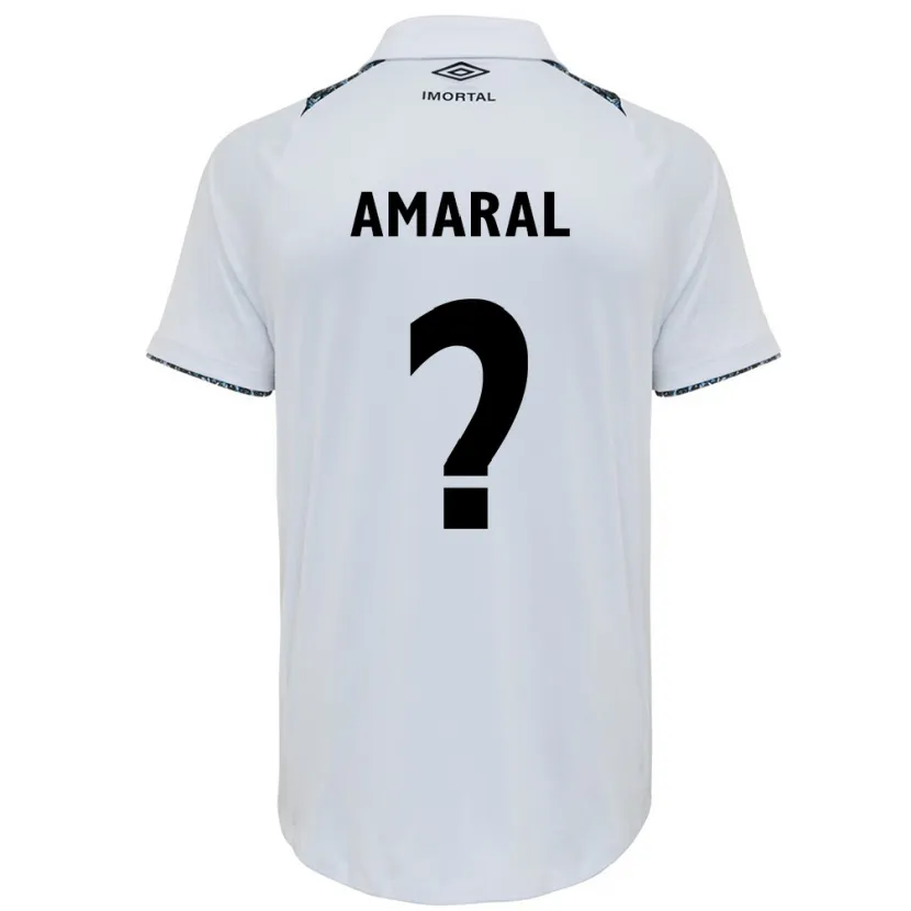 Danxen Enfant Maillot Lucas Amaral #0 Blanc Bleu Tenues Extérieur 2024/25 T-Shirt