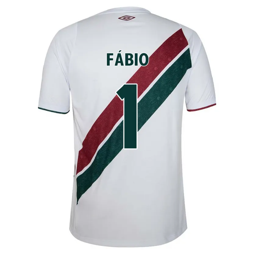 Danxen Enfant Maillot Fábio #1 Blanc Vert Bordeaux Tenues Extérieur 2024/25 T-Shirt