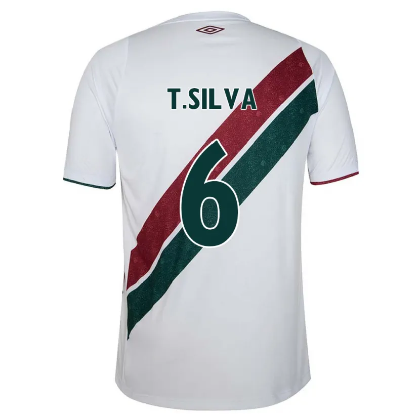 Danxen Enfant Maillot Thiago Silva #6 Blanc Vert Bordeaux Tenues Extérieur 2024/25 T-Shirt