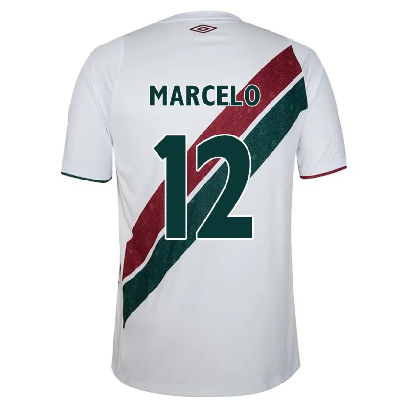 Danxen Enfant Maillot Marcelo #12 Blanc Vert Bordeaux Tenues Extérieur 2024/25 T-Shirt