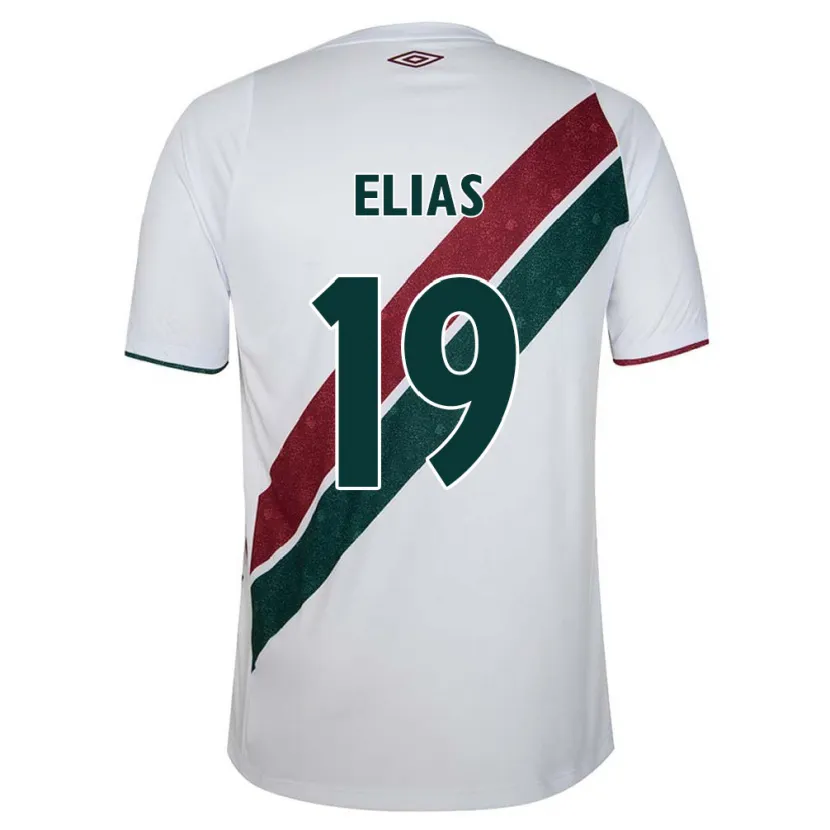 Danxen Enfant Maillot Kauã Elias #19 Blanc Vert Bordeaux Tenues Extérieur 2024/25 T-Shirt