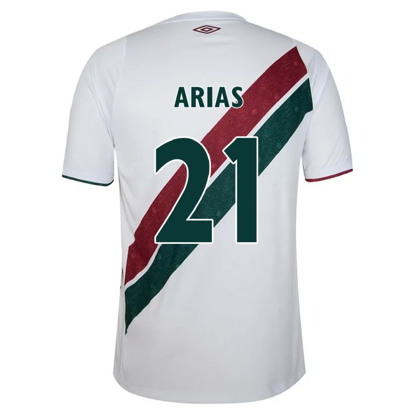 Danxen Enfant Maillot Jhon Arias #21 Blanc Vert Bordeaux Tenues Extérieur 2024/25 T-Shirt