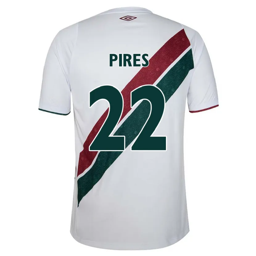 Danxen Enfant Maillot Gabriel Pires #22 Blanc Vert Bordeaux Tenues Extérieur 2024/25 T-Shirt