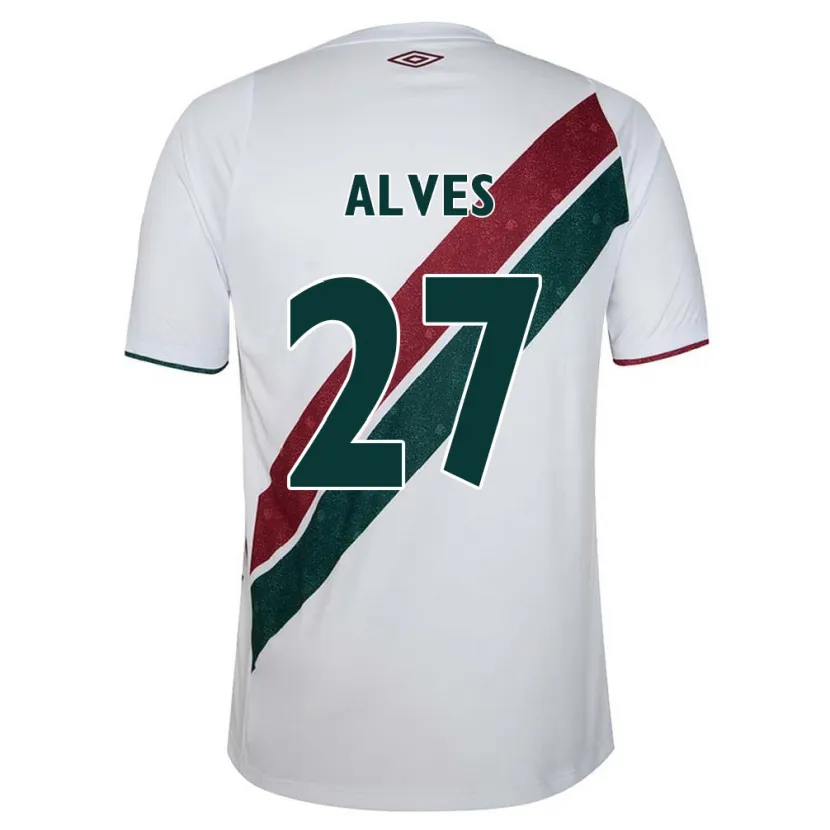 Danxen Enfant Maillot Felipe Alves #27 Blanc Vert Bordeaux Tenues Extérieur 2024/25 T-Shirt