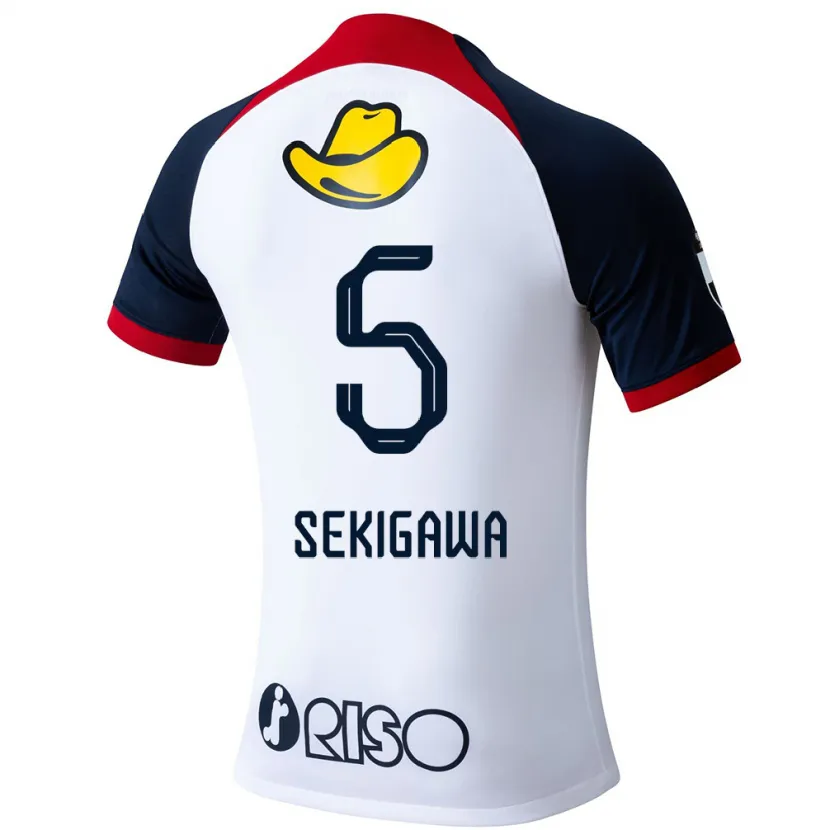 Danxen Enfant Maillot Ikuma Sekigawa #5 Blanc Bleu Rouge Tenues Extérieur 2024/25 T-Shirt