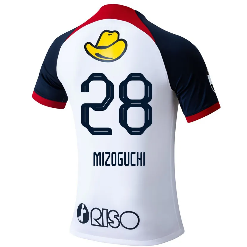 Danxen Enfant Maillot Shuhei Mizoguchi #28 Blanc Bleu Rouge Tenues Extérieur 2024/25 T-Shirt