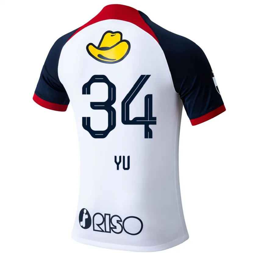 Danxen Enfant Maillot Yu Funabashi #34 Blanc Bleu Rouge Tenues Extérieur 2024/25 T-Shirt