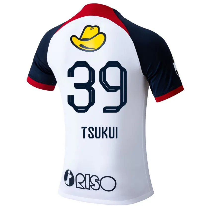 Danxen Enfant Maillot Keisuke Tsukui #39 Blanc Bleu Rouge Tenues Extérieur 2024/25 T-Shirt