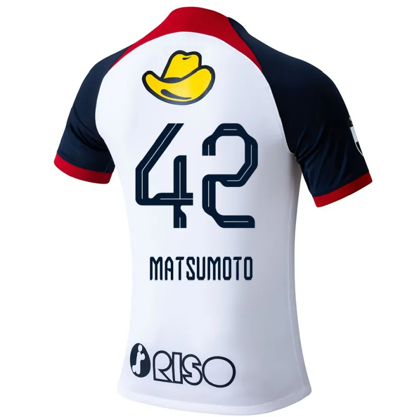 Danxen Enfant Maillot Haruto Matsumoto #42 Blanc Bleu Rouge Tenues Extérieur 2024/25 T-Shirt