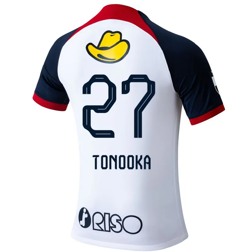 Danxen Enfant Maillot Ryota Tonooka #27 Blanc Bleu Rouge Tenues Extérieur 2024/25 T-Shirt