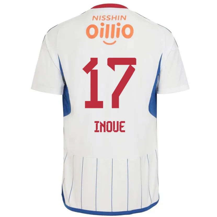 Danxen Enfant Maillot Kenta Inoue #17 Blanc Bleu Rouge Tenues Extérieur 2024/25 T-Shirt