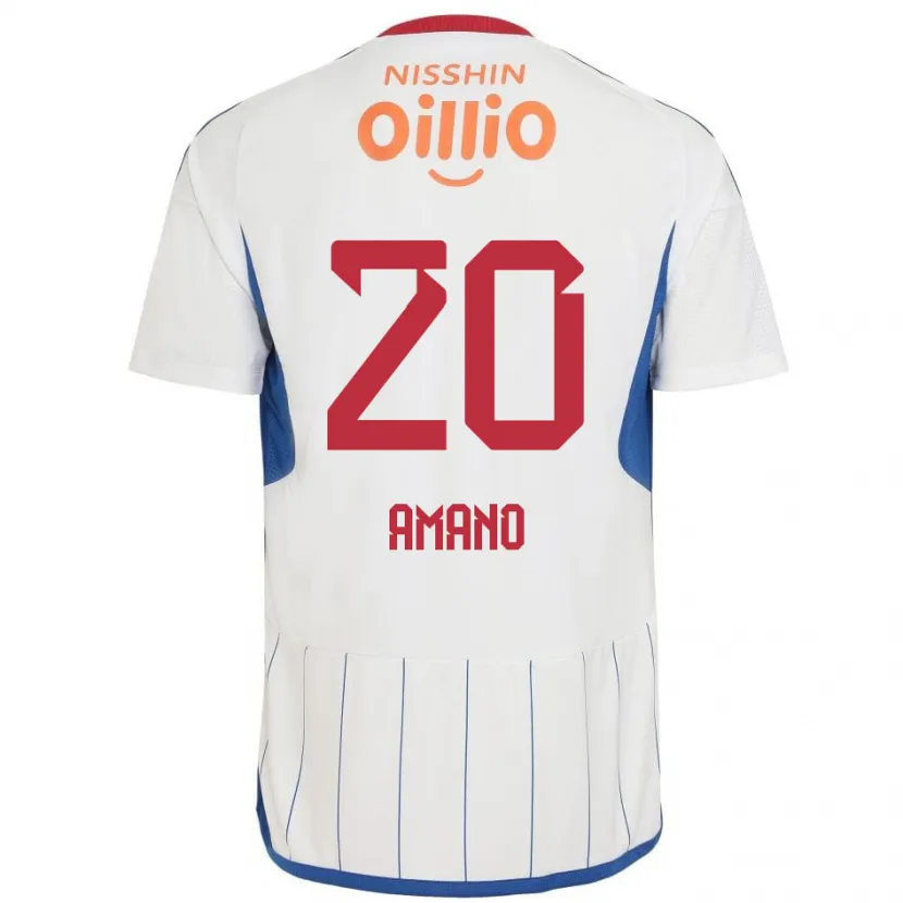 Danxen Enfant Maillot Jun Amano #20 Blanc Bleu Rouge Tenues Extérieur 2024/25 T-Shirt