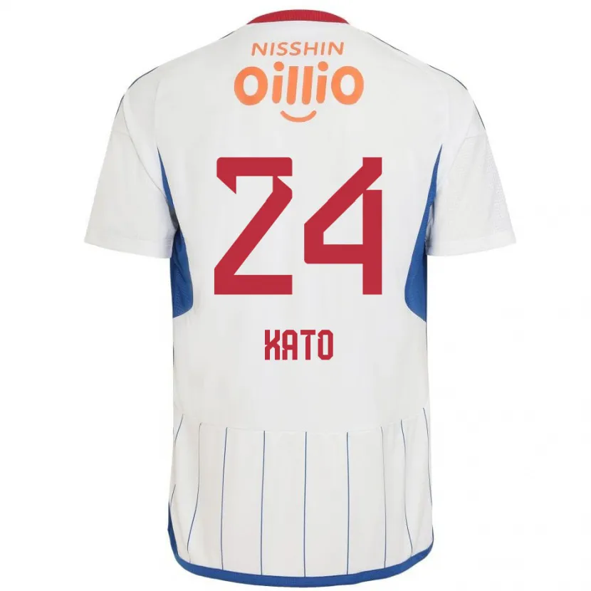 Danxen Enfant Maillot Hijiri Kato #24 Blanc Bleu Rouge Tenues Extérieur 2024/25 T-Shirt