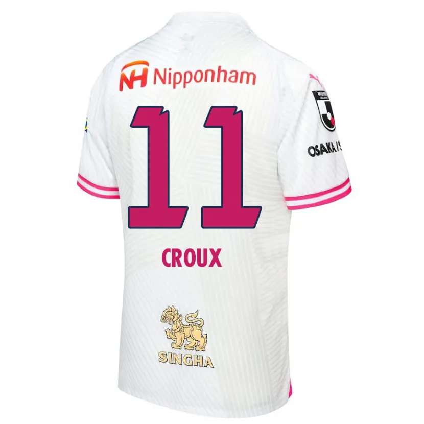 Danxen Enfant Maillot Jordy Croux #11 Blanc Rose Tenues Extérieur 2024/25 T-Shirt