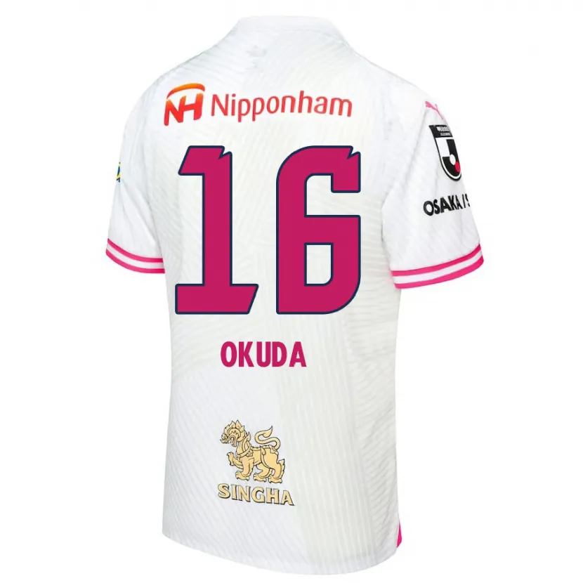 Danxen Enfant Maillot Hayato Okuda #16 Blanc Rose Tenues Extérieur 2024/25 T-Shirt