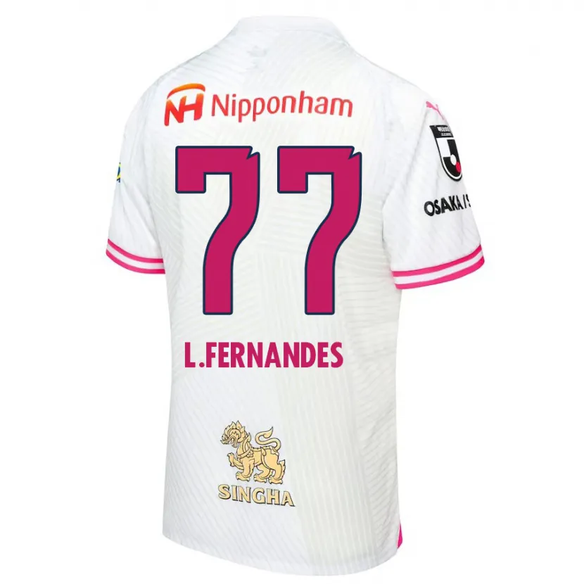 Danxen Enfant Maillot Lucas Fernandes #77 Blanc Rose Tenues Extérieur 2024/25 T-Shirt