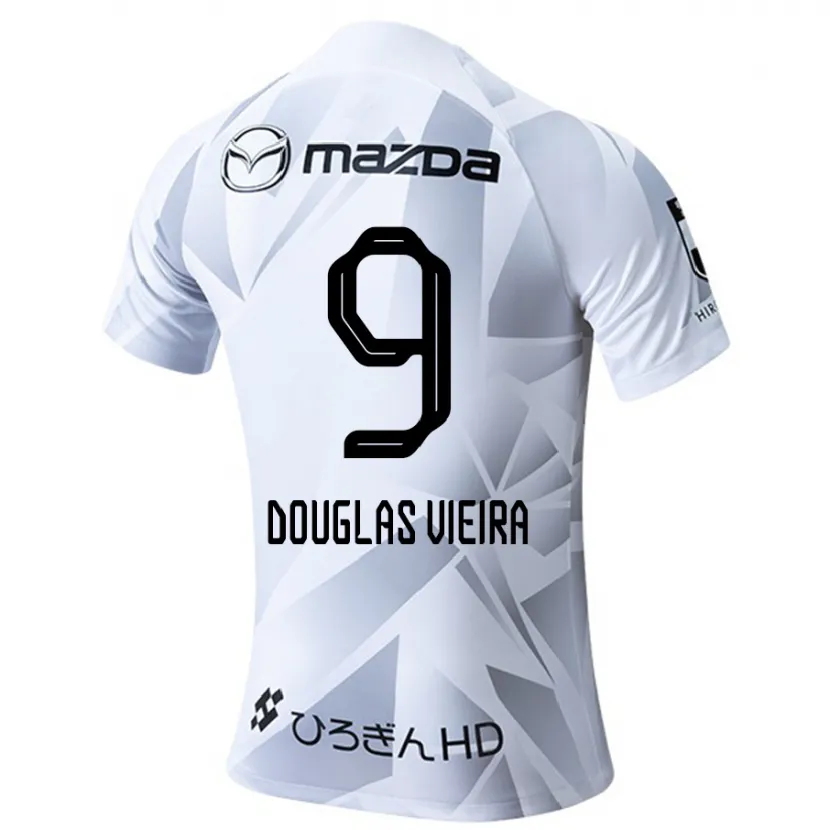 Danxen Enfant Maillot Douglas Vieira #9 Blanc Gris Noir Tenues Extérieur 2024/25 T-Shirt