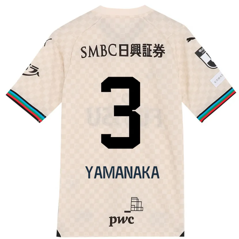 Danxen Enfant Maillot Daiki Yamanaka #3 Blanc Gris Tenues Extérieur 2024/25 T-Shirt