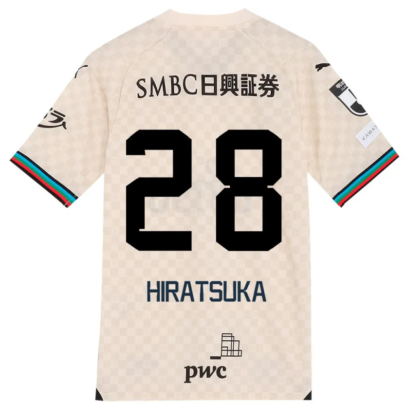 Danxen Enfant Maillot Hayato Hiratsuka #28 Blanc Gris Tenues Extérieur 2024/25 T-Shirt