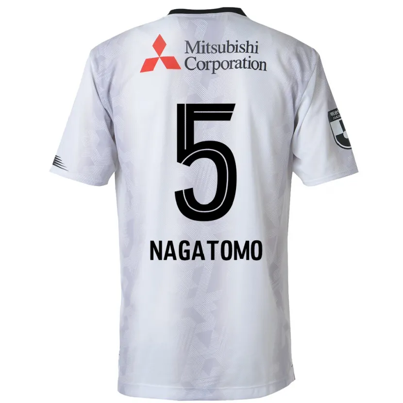 Danxen Enfant Maillot Yuto Nagatomo #5 Blanc Noir Tenues Extérieur 2024/25 T-Shirt