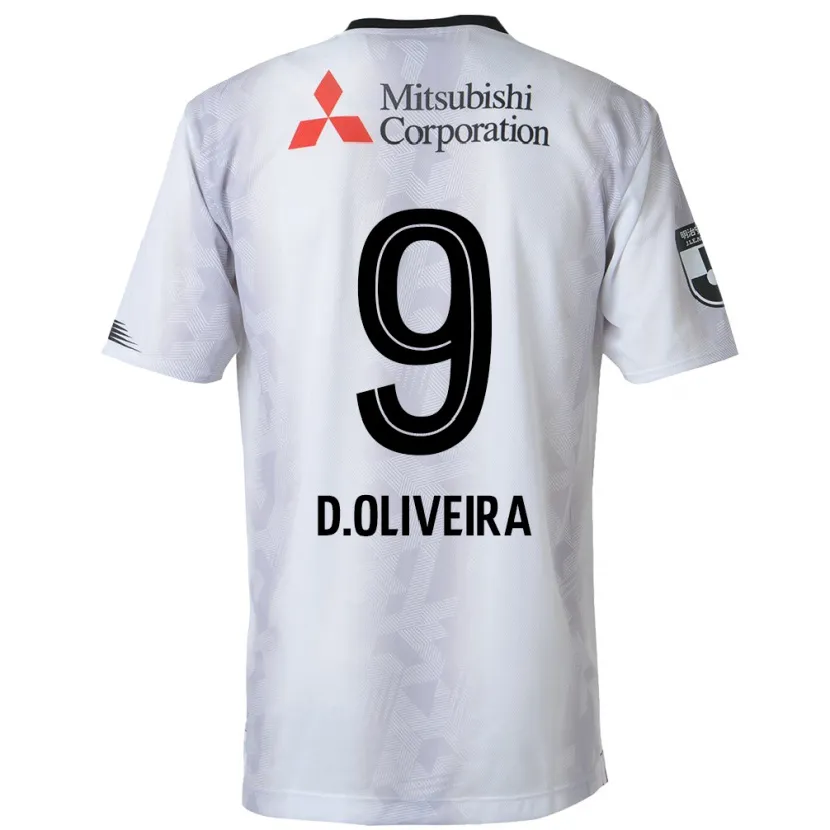 Danxen Enfant Maillot Diego Oliveira #9 Blanc Noir Tenues Extérieur 2024/25 T-Shirt