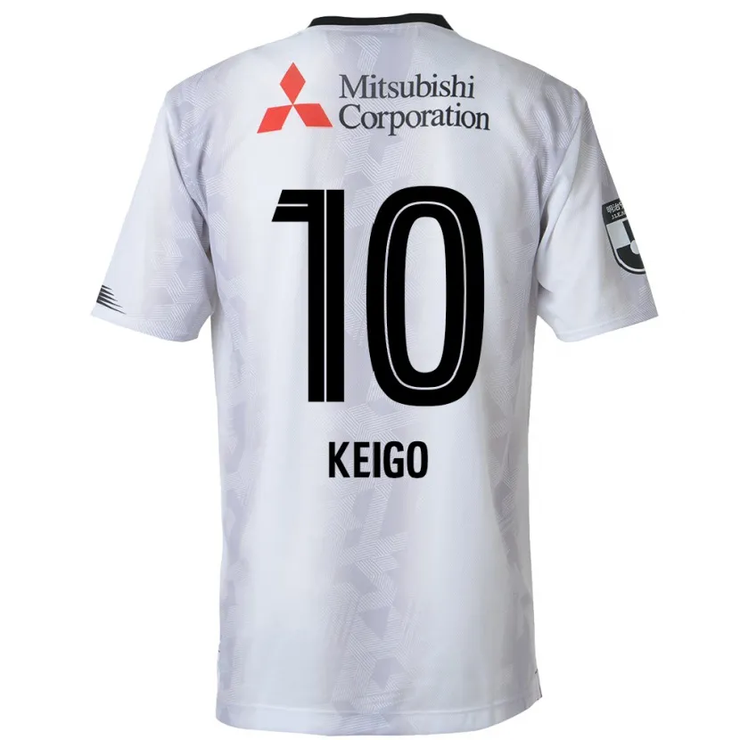 Danxen Enfant Maillot Keigo Higashi #10 Blanc Noir Tenues Extérieur 2024/25 T-Shirt