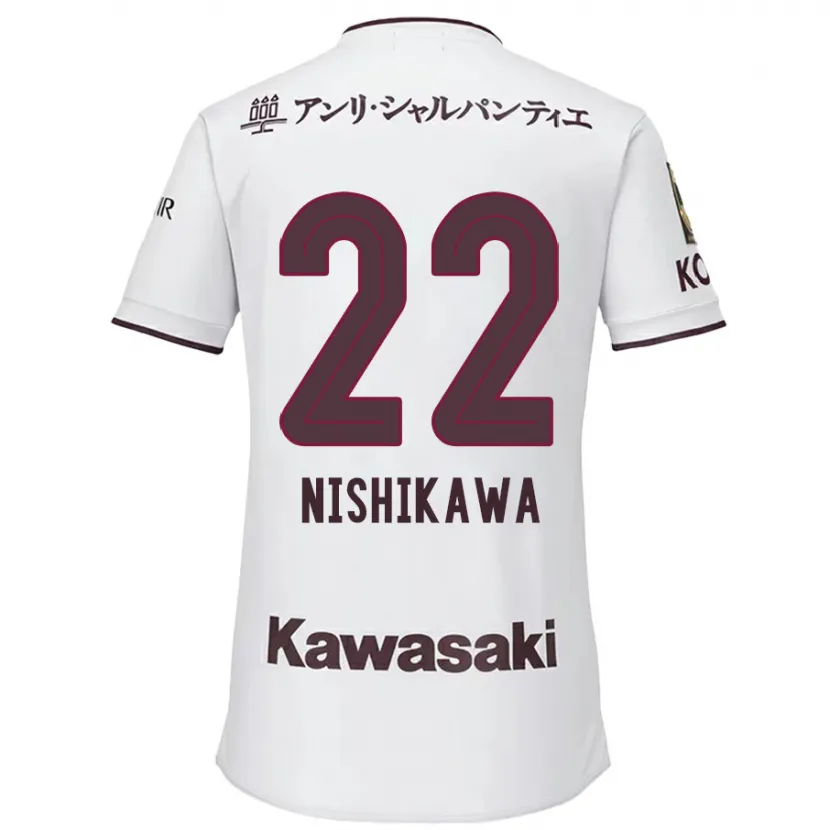 Danxen Enfant Maillot Aiku Nishikawa #22 Blanc Rouge Tenues Extérieur 2024/25 T-Shirt