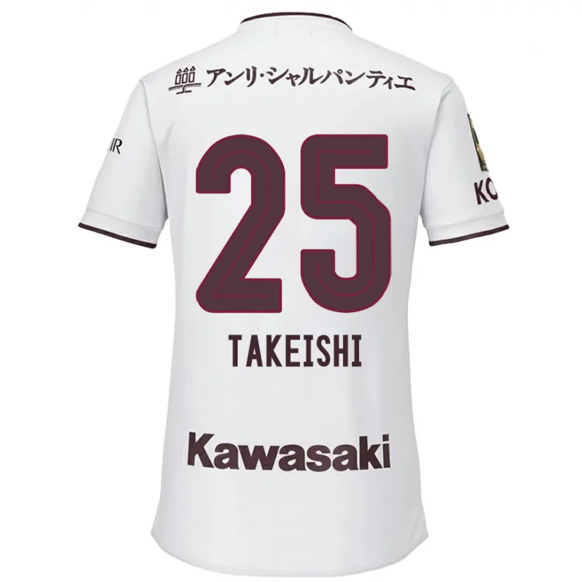 Danxen Enfant Maillot Tsubasa Takeishi #25 Blanc Rouge Tenues Extérieur 2024/25 T-Shirt