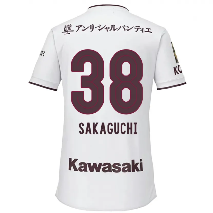 Danxen Enfant Maillot Yuki Sakaguchi #38 Blanc Rouge Tenues Extérieur 2024/25 T-Shirt