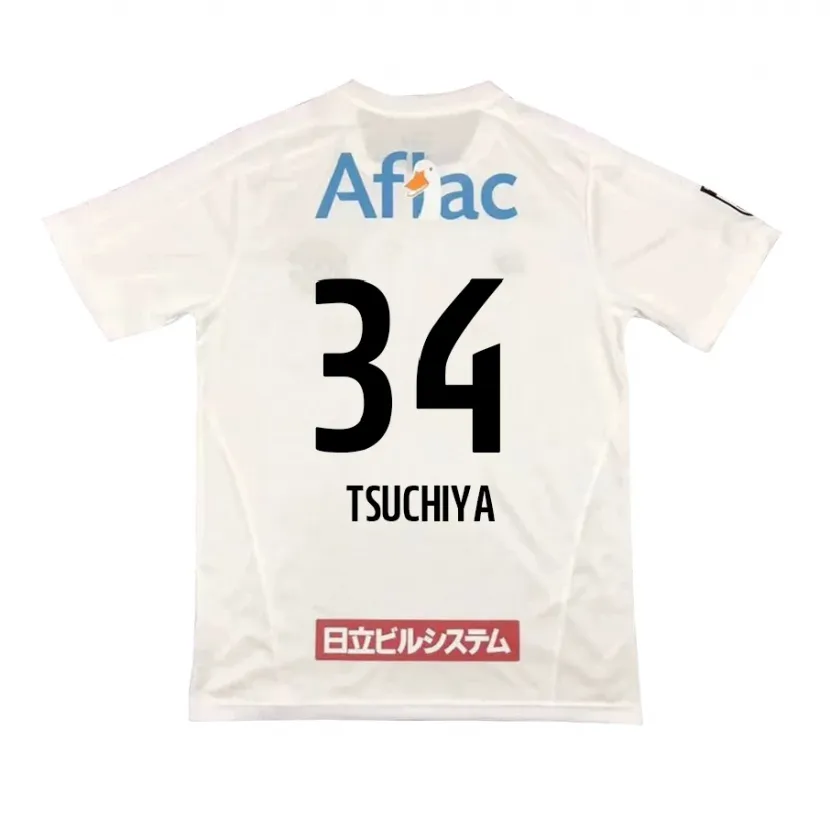 Danxen Enfant Maillot Takumi Tsuchiya #34 Blanc Noir Tenues Extérieur 2024/25 T-Shirt