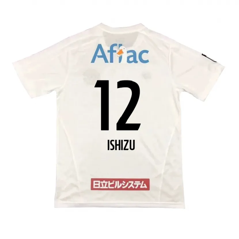 Danxen Enfant Maillot Kazuki Ishizu #12 Blanc Noir Tenues Extérieur 2024/25 T-Shirt