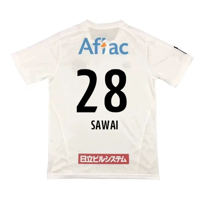 Danxen Enfant Maillot Retsu Sawai #28 Blanc Noir Tenues Extérieur 2024/25 T-Shirt