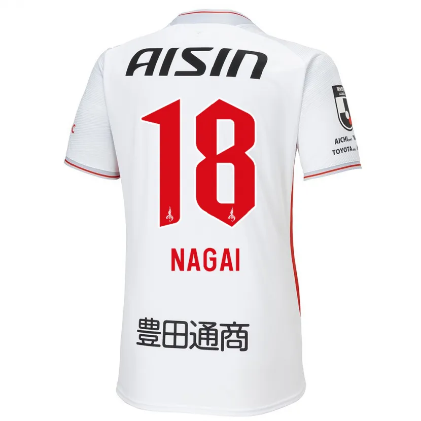 Danxen Enfant Maillot Kensuke Nagai #18 Blanc Jaune Rouge Tenues Extérieur 2024/25 T-Shirt