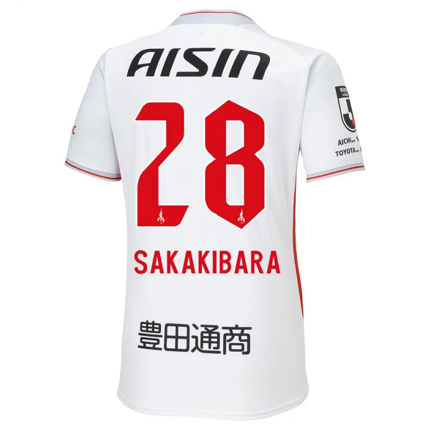 Danxen Enfant Maillot Kyota Sakakibara #28 Blanc Jaune Rouge Tenues Extérieur 2024/25 T-Shirt