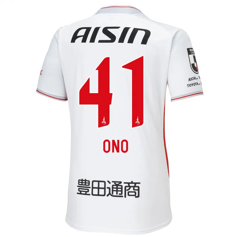 Danxen Enfant Maillot Masahito Ono #41 Blanc Jaune Rouge Tenues Extérieur 2024/25 T-Shirt