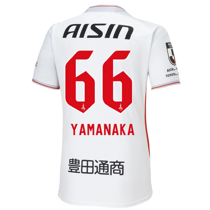 Danxen Enfant Maillot Ryosuke Yamanaka #66 Blanc Jaune Rouge Tenues Extérieur 2024/25 T-Shirt