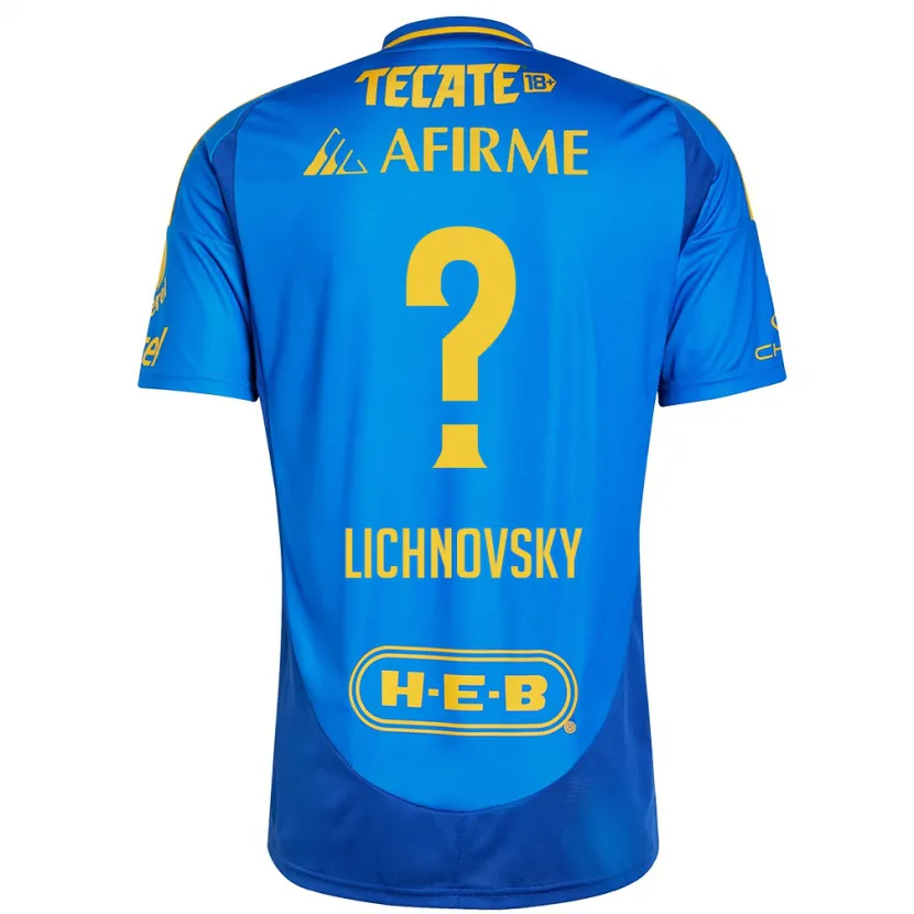 Danxen Enfant Maillot Igor Lichnovsky #0 Bleu Jaune Tenues Extérieur 2024/25 T-Shirt