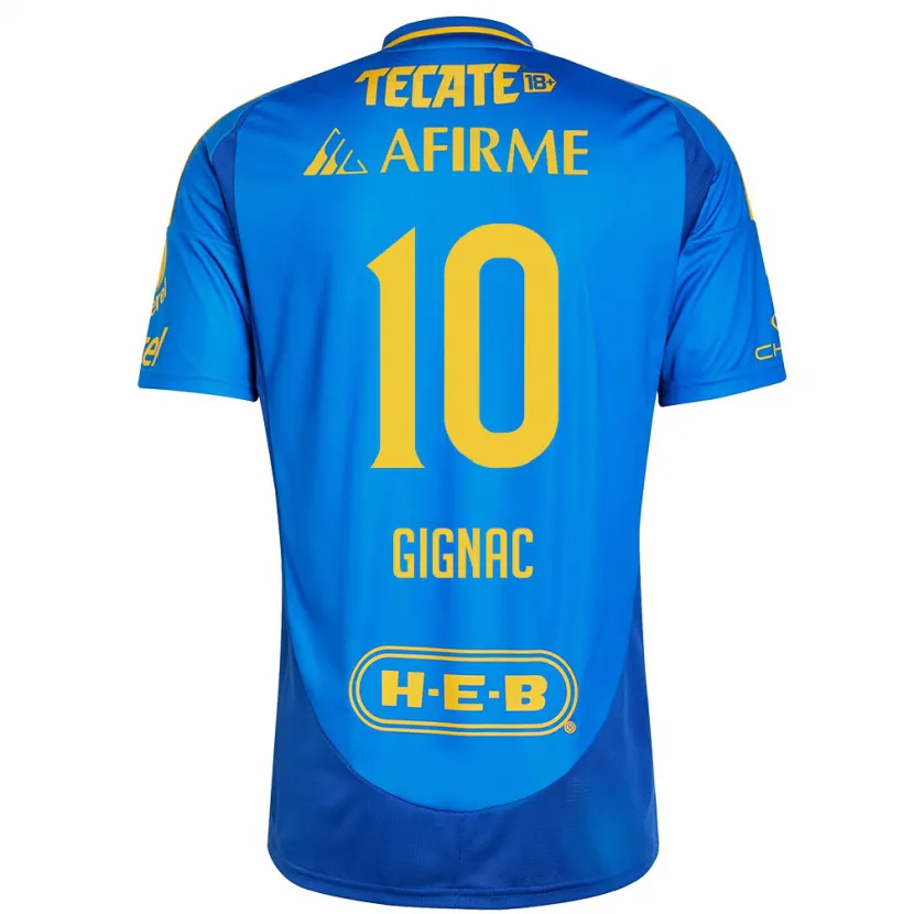 Danxen Enfant Maillot André-Pierre Gignac #10 Bleu Jaune Tenues Extérieur 2024/25 T-Shirt