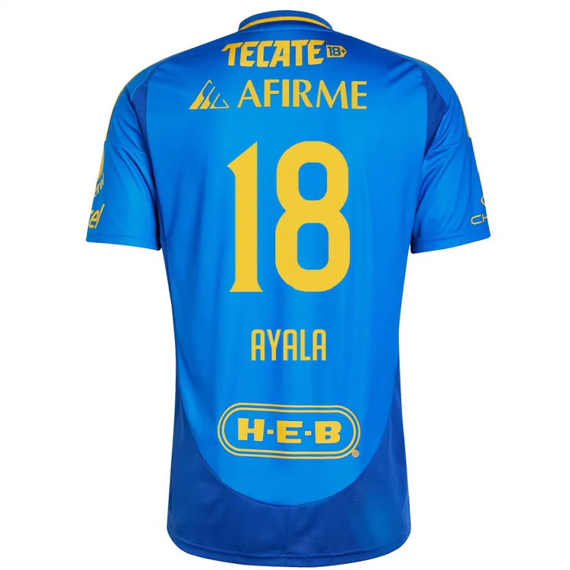 Danxen Enfant Maillot David Ayala #18 Bleu Jaune Tenues Extérieur 2024/25 T-Shirt