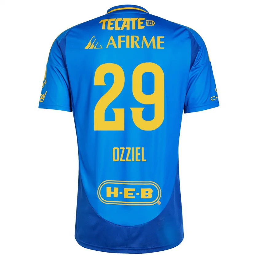 Danxen Enfant Maillot Ozziel Herrera #29 Bleu Jaune Tenues Extérieur 2024/25 T-Shirt