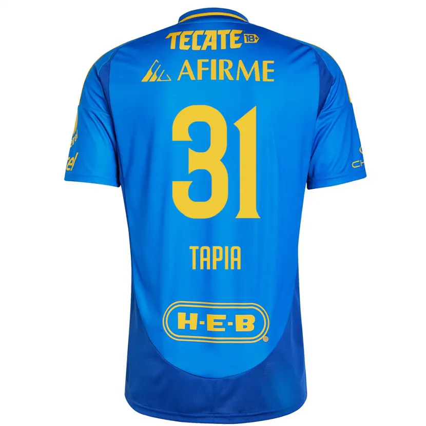 Danxen Enfant Maillot Fernando Tapia #31 Bleu Jaune Tenues Extérieur 2024/25 T-Shirt