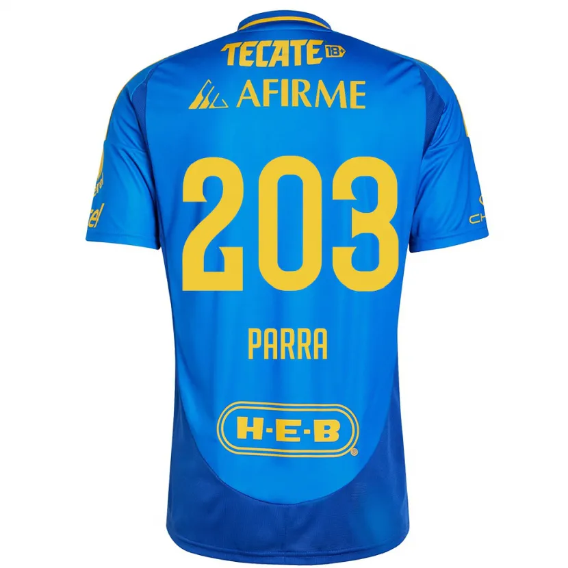 Danxen Enfant Maillot Bernardo Parra #203 Bleu Jaune Tenues Extérieur 2024/25 T-Shirt