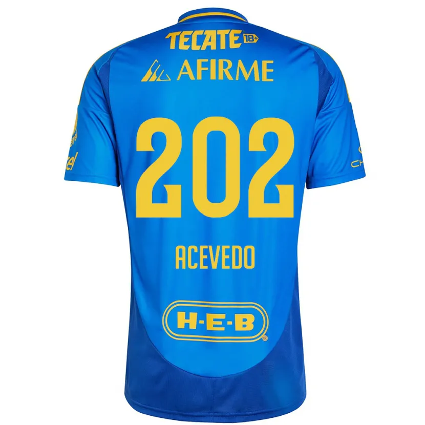 Danxen Enfant Maillot José Acevedo #202 Bleu Jaune Tenues Extérieur 2024/25 T-Shirt