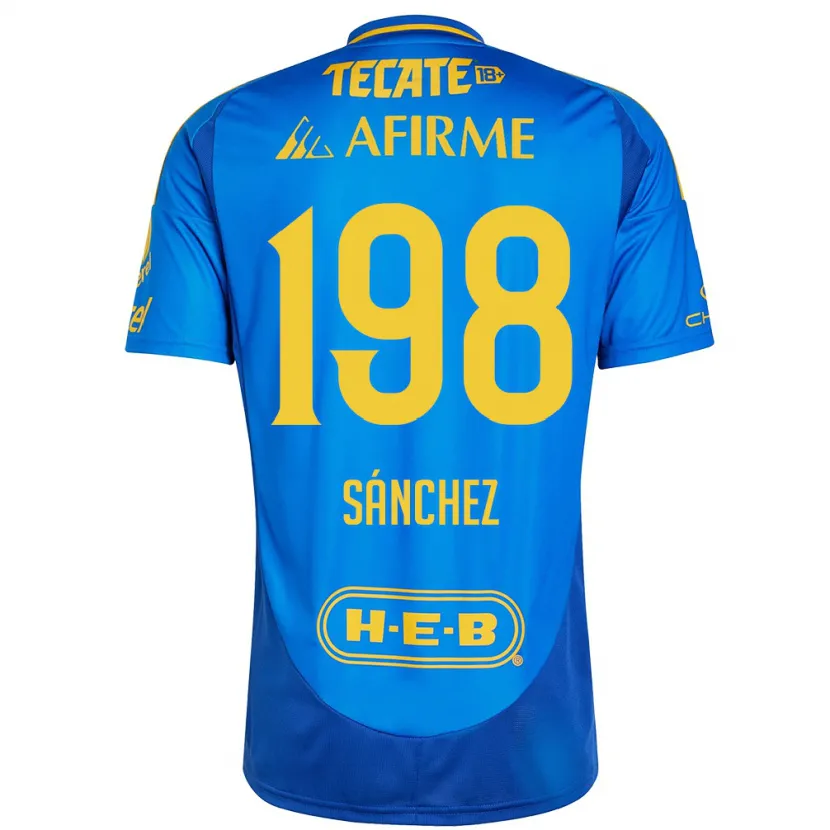 Danxen Enfant Maillot Diego Sánchez #198 Bleu Jaune Tenues Extérieur 2024/25 T-Shirt