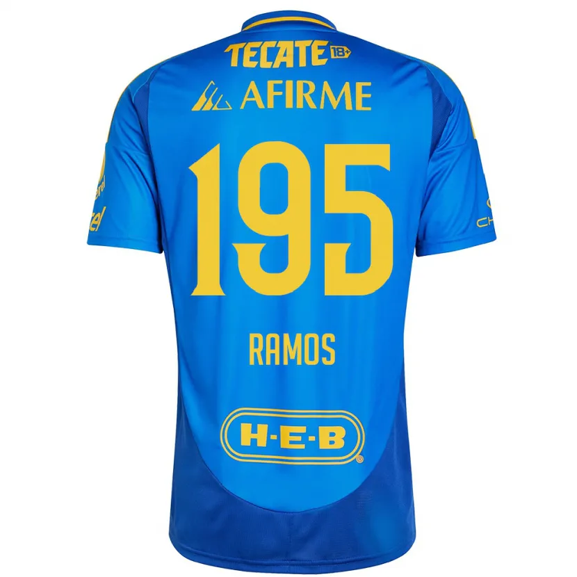 Danxen Enfant Maillot Rodrigo Ramos #195 Bleu Jaune Tenues Extérieur 2024/25 T-Shirt