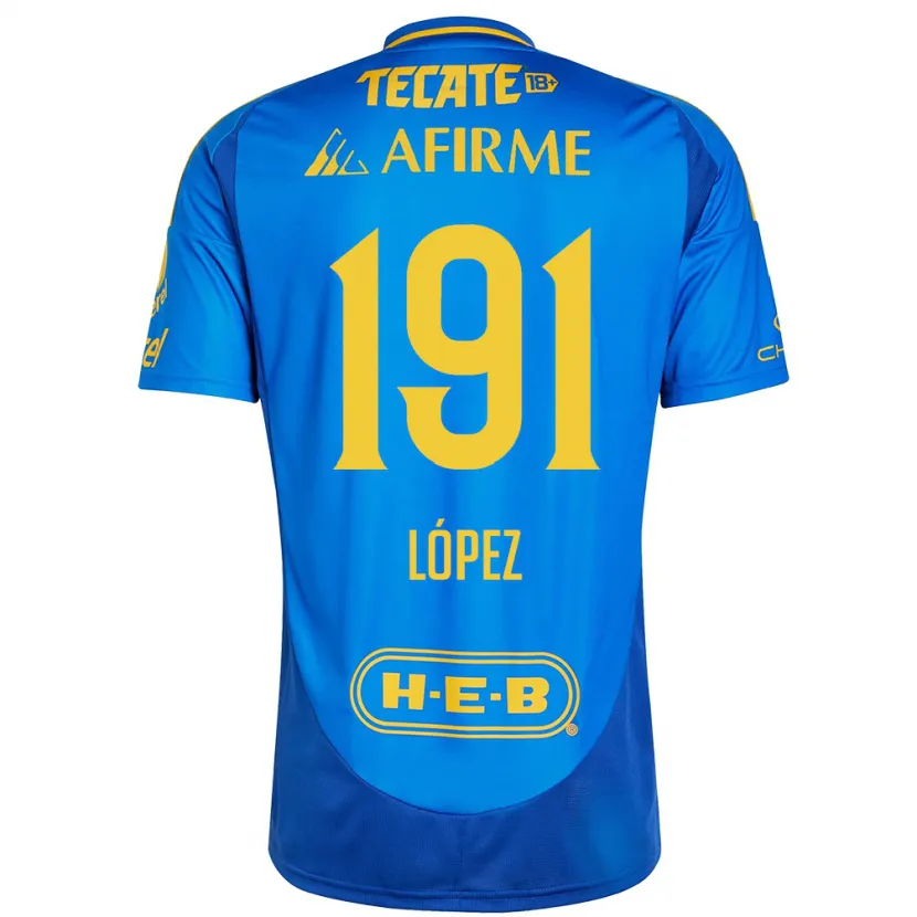 Danxen Enfant Maillot Adrián López #191 Bleu Jaune Tenues Extérieur 2024/25 T-Shirt