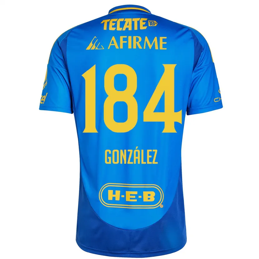 Danxen Enfant Maillot Erick González #184 Bleu Jaune Tenues Extérieur 2024/25 T-Shirt