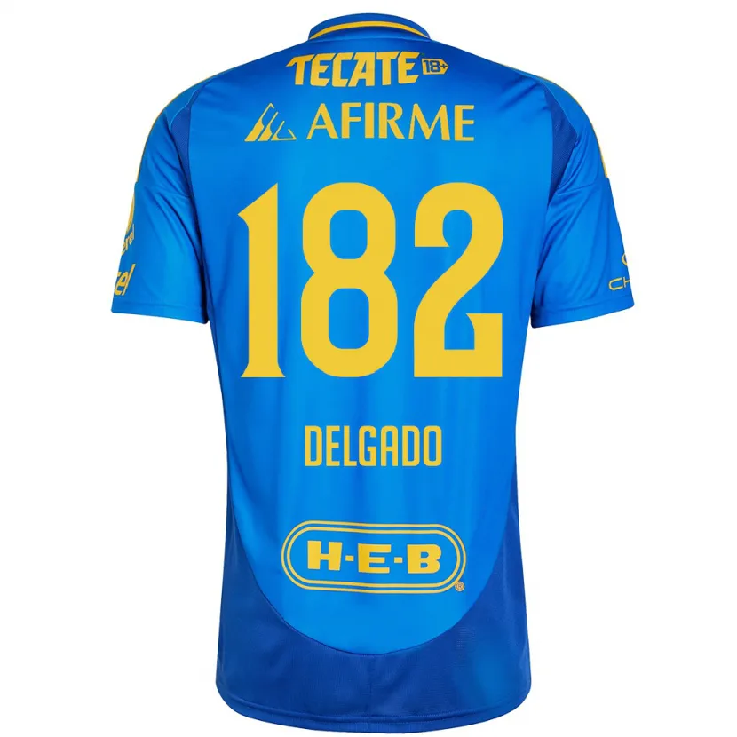 Danxen Enfant Maillot Arturo Delgado #182 Bleu Jaune Tenues Extérieur 2024/25 T-Shirt