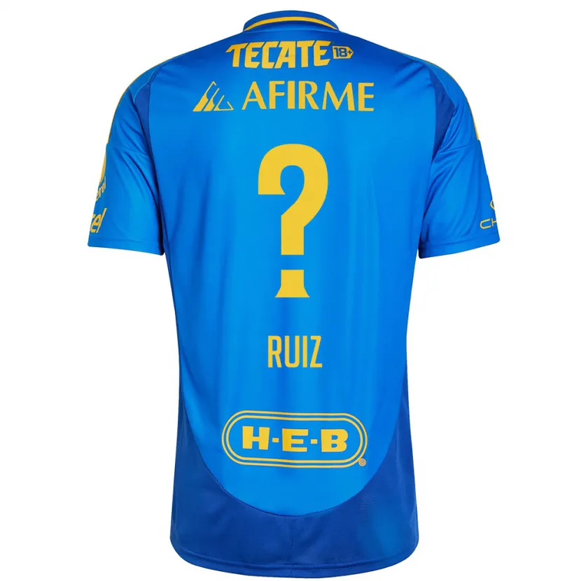 Danxen Enfant Maillot Luis Ruiz #0 Bleu Jaune Tenues Extérieur 2024/25 T-Shirt